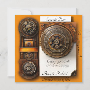 Vintage Orange Watercolor Save The Date Card