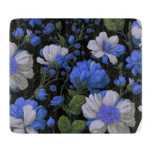 Vintage Orange white elegant retro flowers Cutting Board