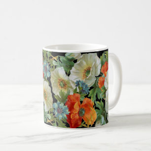 Vintage Orange White Poppy and Cornflowers Floral Coffee Mug