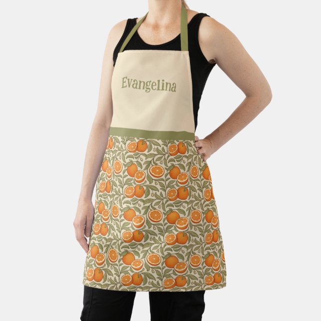 Vintage Oranges Arts Crafts Pattern Name Apron (Insitu)