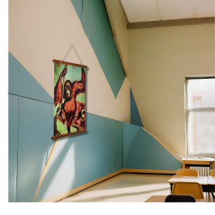 Vintage orangutans on a tree -  hanging tapestry