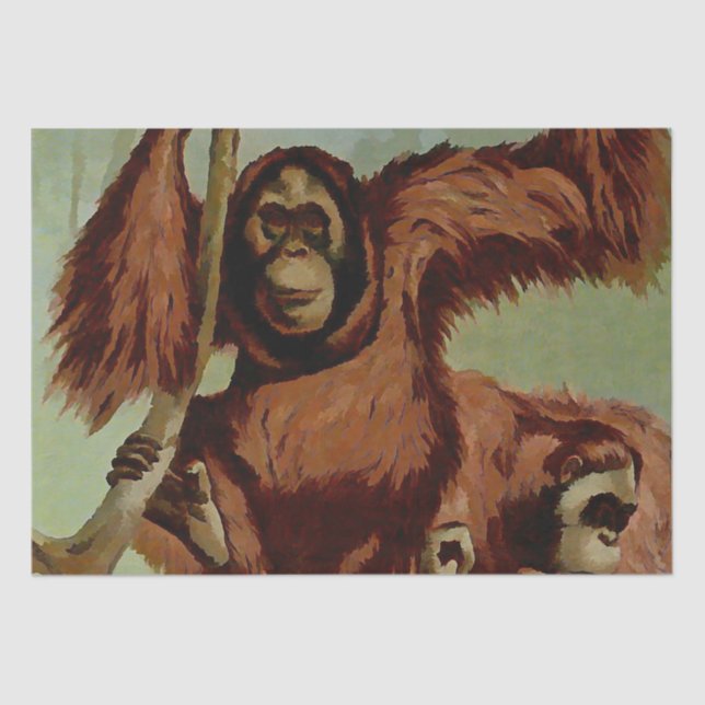 Vintage orangutans on a tree  tissue paper (Front)