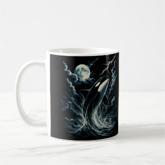 Vintage Orca Midnight Moon 90s Killer Whale Coffee Mug