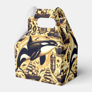 Vintage Orca Nautical Pattern Favour Box