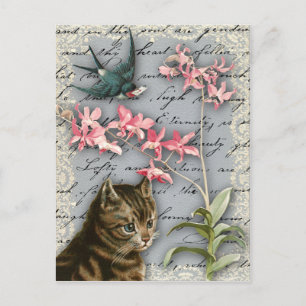 Vintage Orchid Collage Postcard