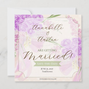 Vintage Orchid Ombré Bow and Bouquet Save The Date