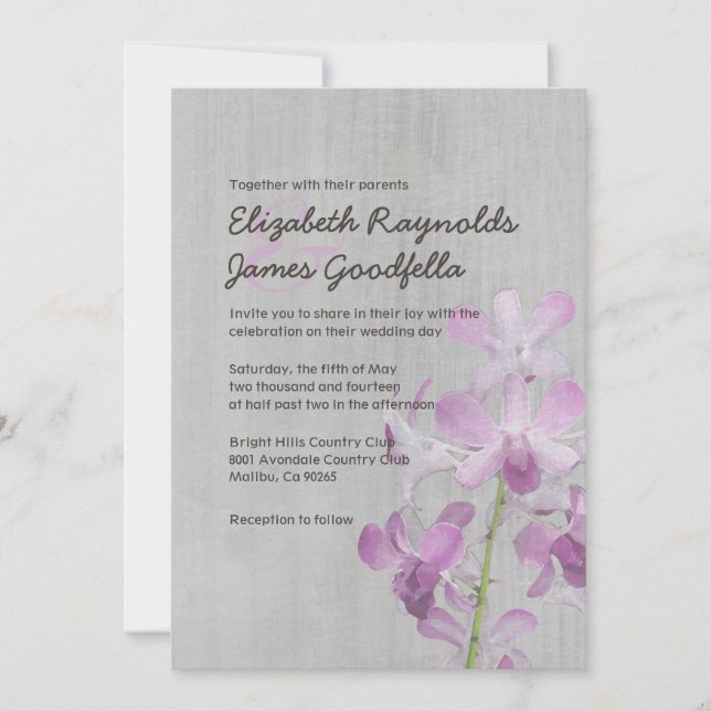Vintage Orchid Wedding Invitations (Front)