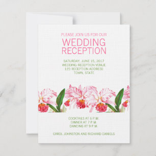 VINTAGE ORCHIDS WEDDING RECEPTION PINK GREEN INVITATION