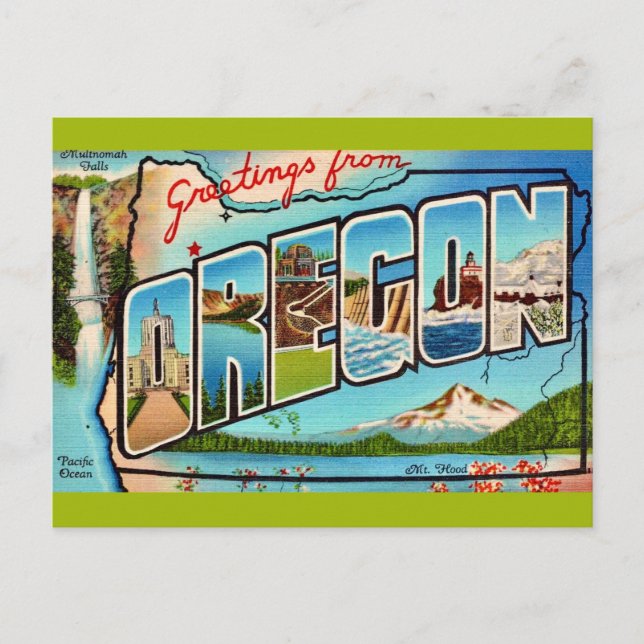 Vintage Oregon  Greeting Postcard (Front)