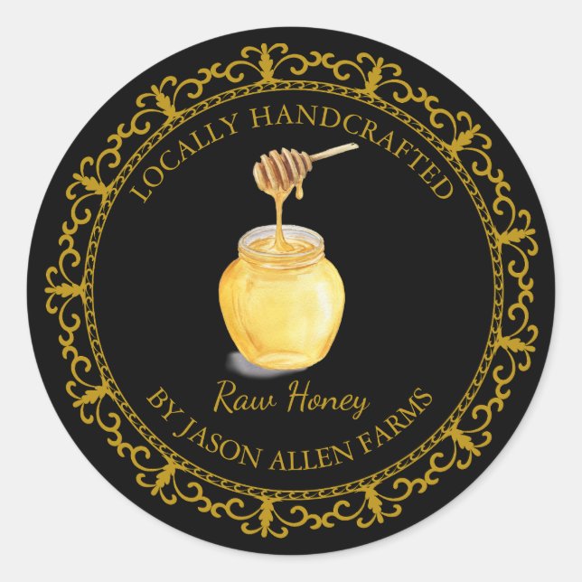Vintage Organic Honey Label l Black (Front)