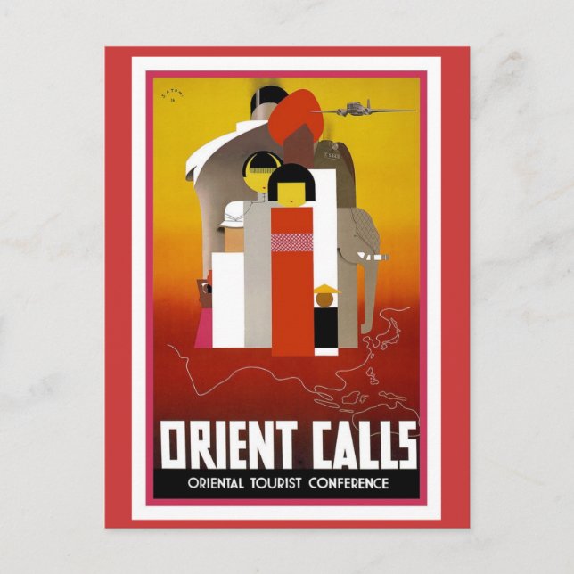 Vintage Orient Calls Postcard (Front)