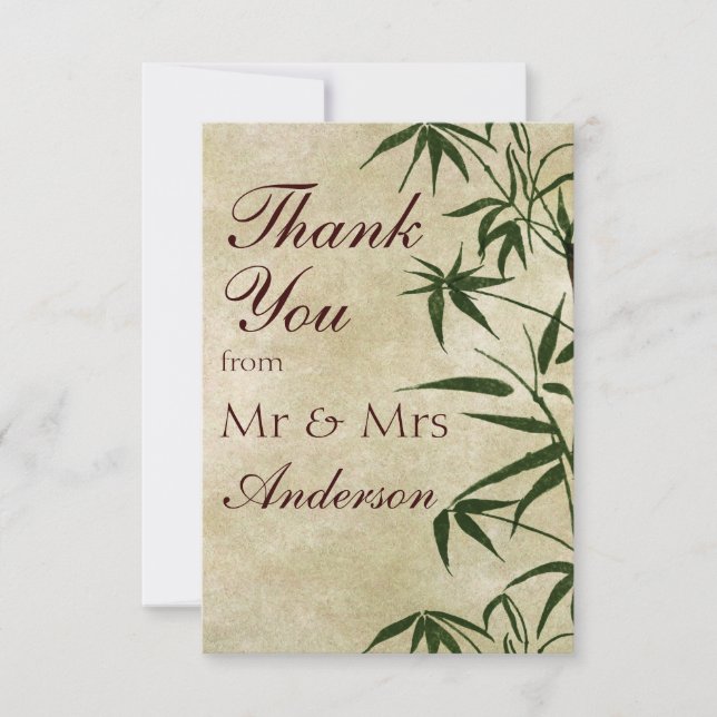 Vintage Oriental Bamboo 1 Thank You Card (Front)
