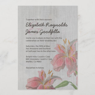 Vintage Oriental Lily Wedding Invitations