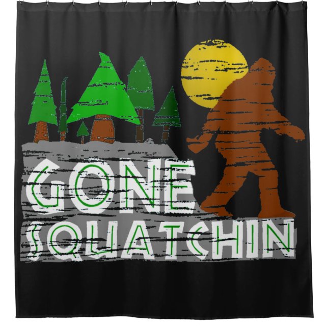 Vintage Original Gone Squatchin Shower Curtain (Front)