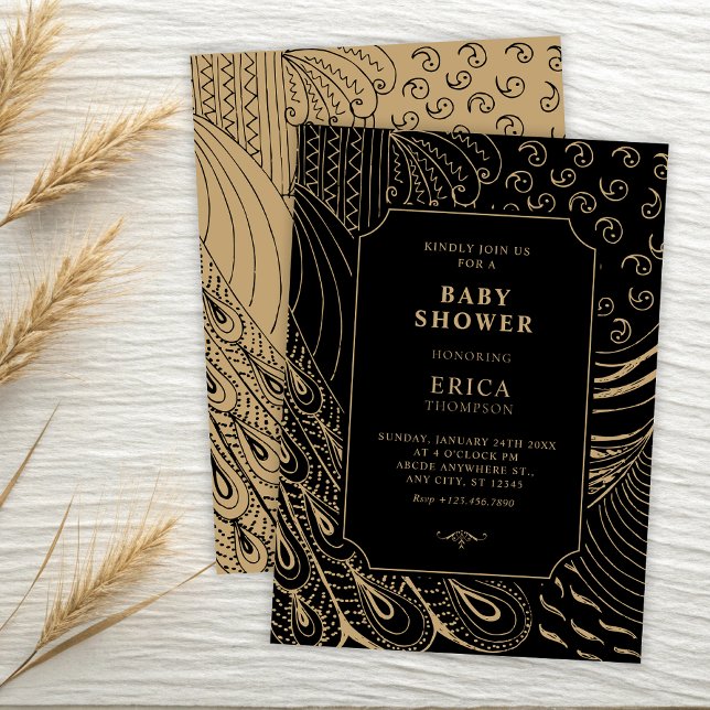 Vintage ornament art baby shower invitation (Creator Uploaded)