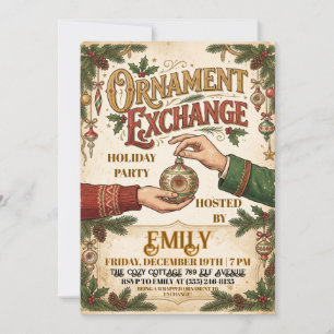 Vintage Ornament Exchange Party Invitation