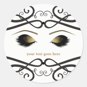Vintage Ornament Glam Gold Makeup Eyelashes Favour Classic Round Sticker