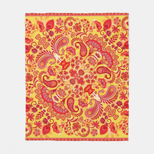 vintage ornament paisley bandana print, silk neck  fleece blanket