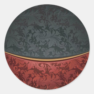Vintage ornament red and black classic round sticker