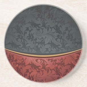 Vintage ornament red and black coaster