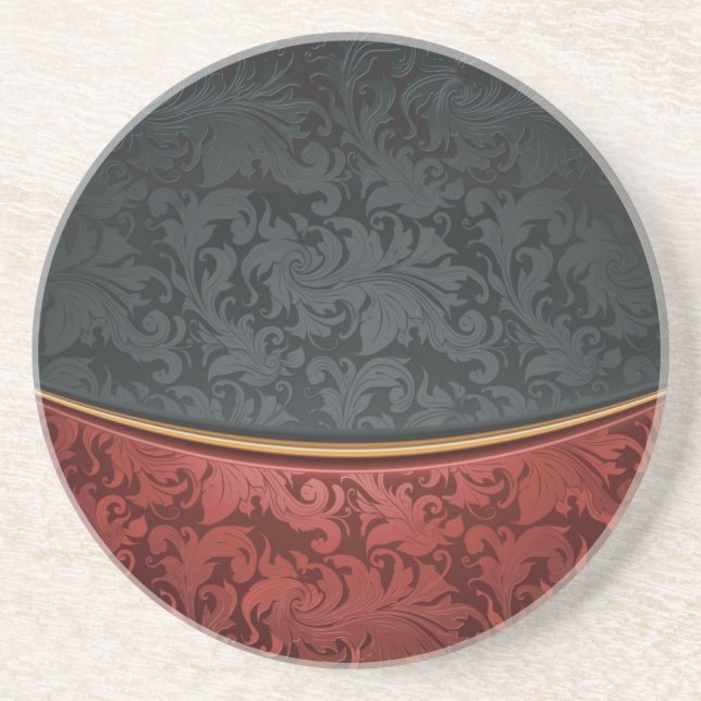 Vintage ornament red and black coaster (Front)