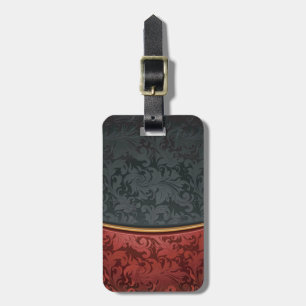Vintage ornament red and black luggage tag