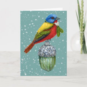 Vintage ornament with painted bunting holiday card