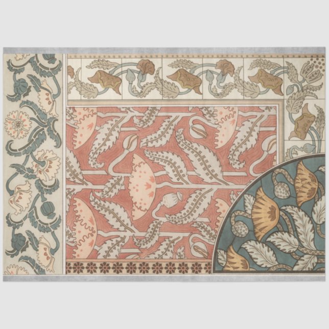 Vintage Ornamental Flowers Tissue Paper (Front)