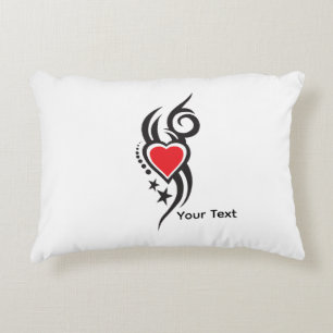 Vintage Ornamental Heart with Floral Tattoo Art Decorative Cushion