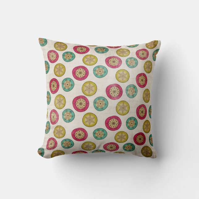 Vintage Ornaments and Deer Holiday Pillow (Front)