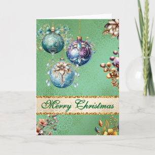 Vintage Ornaments Christmas Holiday Card