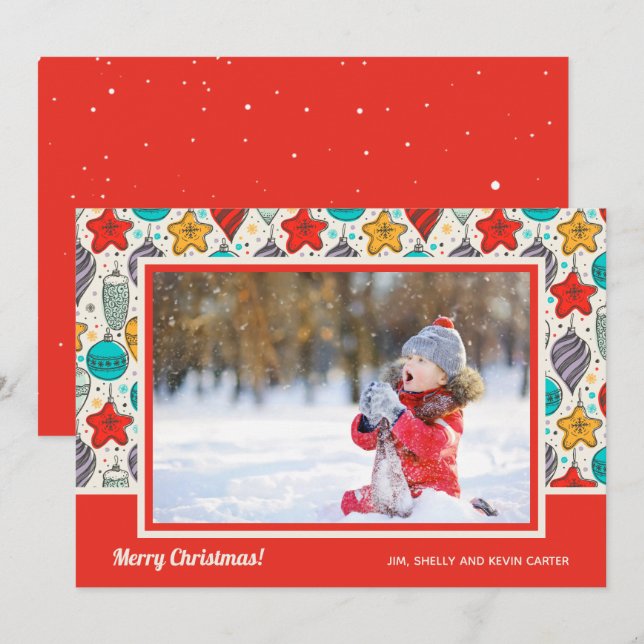 Vintage Ornaments Christmas Photo Holiday Card (Front/Back)