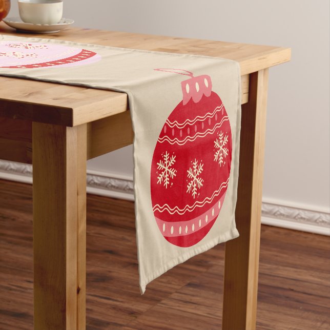 Vintage Ornaments Christmas Short Table Runner (In Situ)