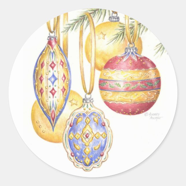 Vintage Ornaments Christmas Stickers (Front)