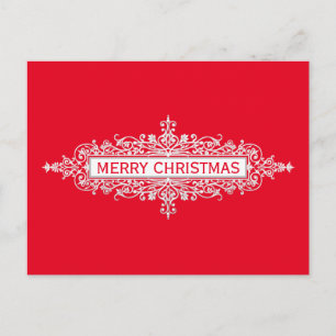 Vintage Ornaments Frame - Floral 5a White White Holiday Postcard