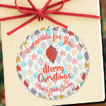 Vintage Ornaments Homemade Food Christmas Baking Classic Round Sticker<br><div class="desc">Create stickers to label your Christmas holiday homemade goods,  cookies,  candy,  treats,  party favours and more featuring vintage Christmas tree ornaments in red,  gold,  purple,  turquoise and mint and your wording in chic lettering.</div>