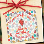 Vintage Ornaments Homemade Food Christmas Baking Square Sticker<br><div class="desc">Create stickers to label your Christmas holiday homemade goods,  cookies,  candy,  treats,  party favours and more featuring vintage Christmas tree ornaments in red,  gold,  purple,  turquoise and mint and your wording in chic lettering.</div>