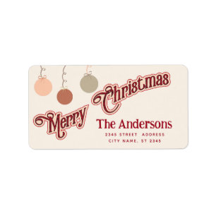 Vintage ornaments typography Merry Christmas Label