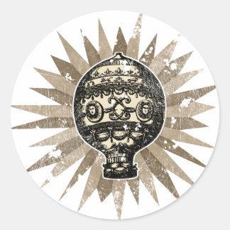 Vintage Ornate Balloon - Distressed Classic Round Sticker