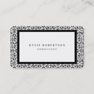 Vintage Ornate Black White Professional Classical Business Card