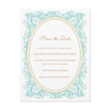 Vintage Ornate Blue & Gold Save the Date