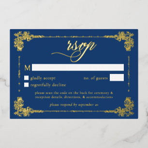 Vintage Ornate Blue Gold Scroll Gothic Wedding