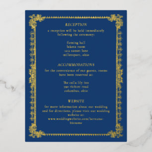 Vintage Ornate Blue Gold Scroll Gothic Wedding