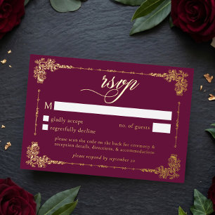 Vintage Ornate Burgundy Gold Scroll Gothic Wedding