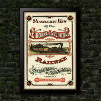 Vintage Ornate Cincinnati Train Route Advertising