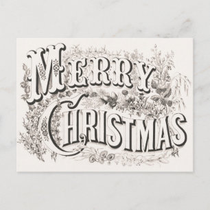 Vintage Ornate Elegant Merry Christmas Postcard