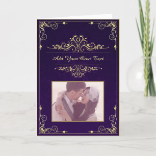 Vintage Ornate Elegant Purple Custom Photo Card