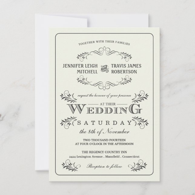 Vintage Ornate Flourish Wedding Invitations (Front)