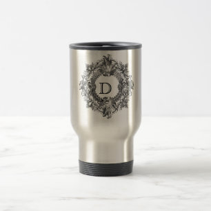 Vintage Ornate Flourish Wreath Travel Mug
