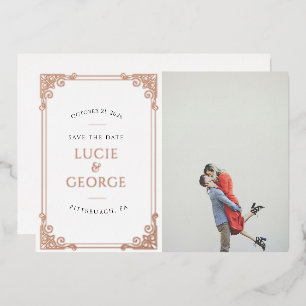 Vintage Ornate Frame Photo Save the Date Real
